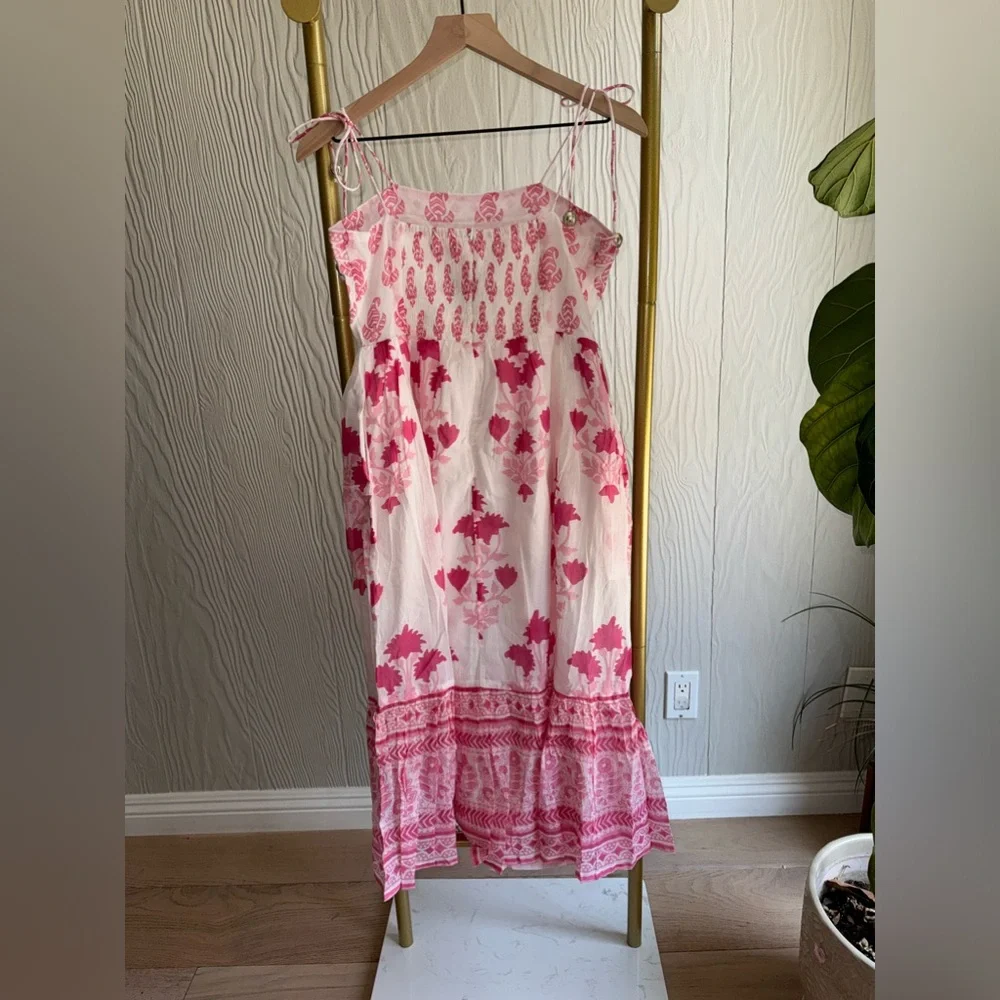 New Oliphant Tie Strap Midi Pink Jaipur dress Tuckernuck - Picture 6 of 8